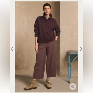 Poetry Zip Neck Cotton Jersey Aubergine Top. Size 6.